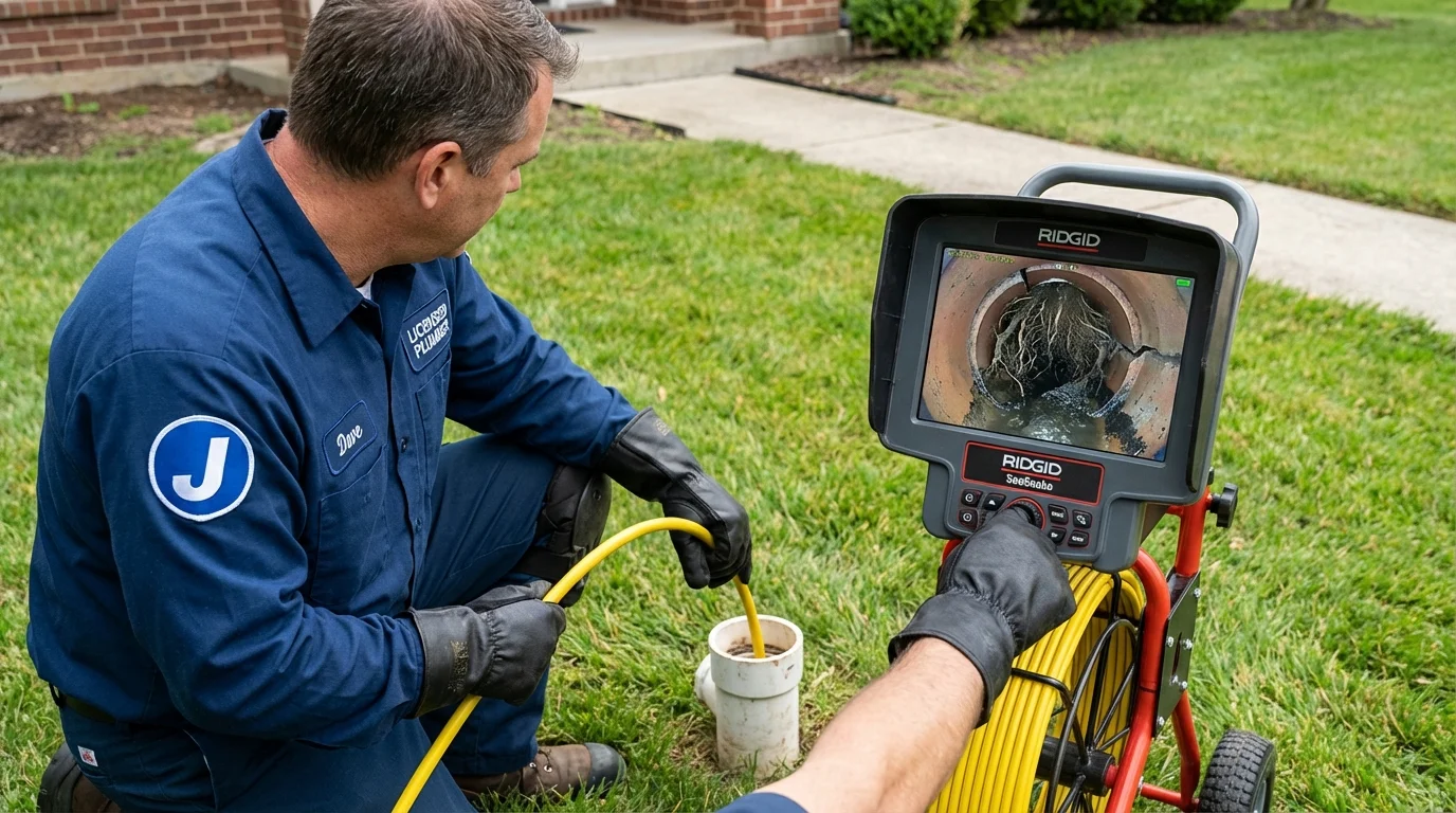 Sewer camera inspection being performed by Johns Plumbing LLC in Hanahan