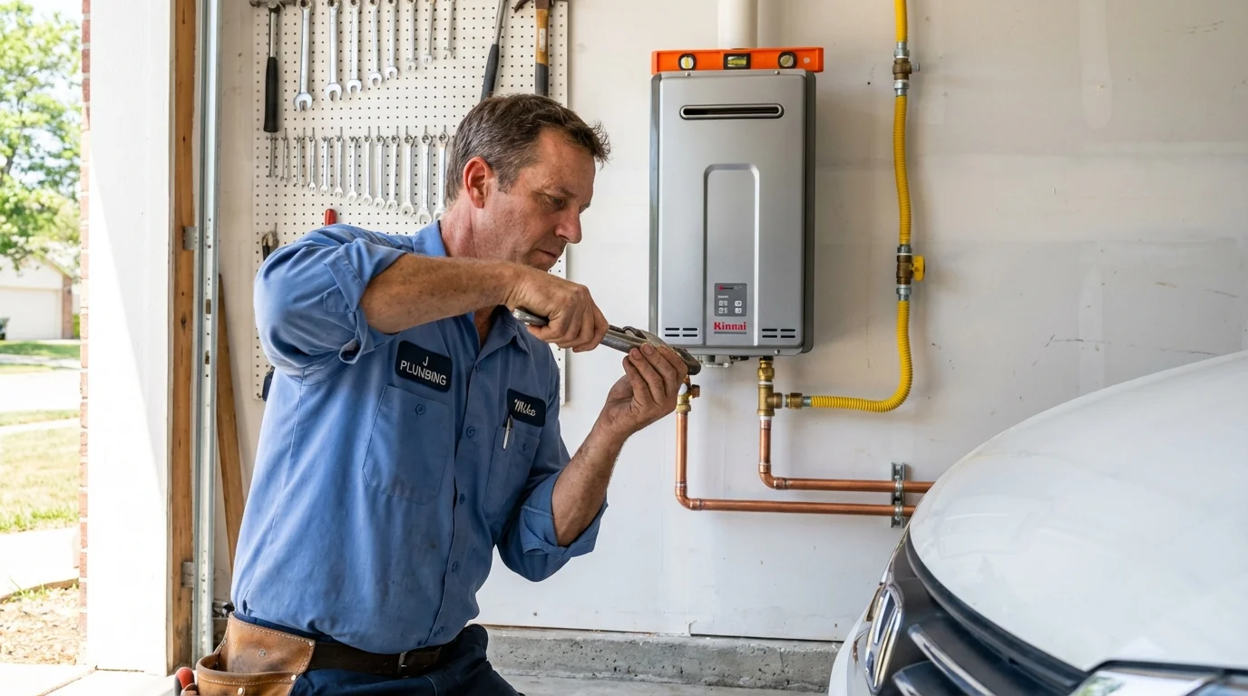 Tankless water heater installation by a Johns Plumbing LLC plumber in Hanahan